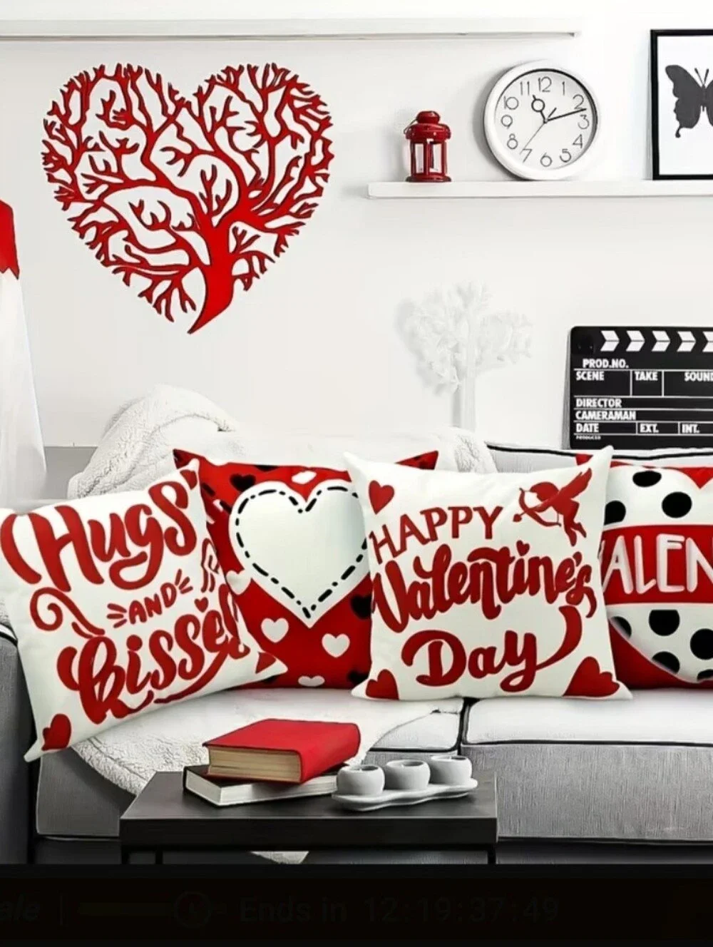 Valentine Red & White Decorative Throw Pillow Covers - Pack of 4